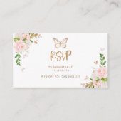 Blush Gold-vlinder RSVP omhullingskaart Informatiekaartje (Voorkant)