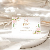 Blush Gold-vlinder RSVP omhullingskaart Informatiekaartje