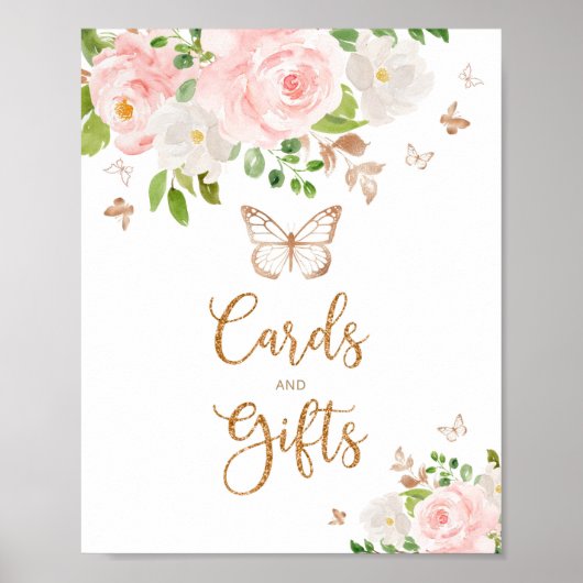 Blush gold-vlinderkaartjes en geschenken poster (Voorkant)