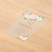 Blush gold Vlinderkussen baby shower Acryl Uitnodigingen (Laagn)