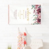 Blush & Gold Waterverf Bloemen Bruiloft Welkom Spandoek (Insitu)