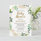 Blush Gold Waterverf Krans Baby shower Kaart (Staand voorkant)