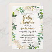 Blush Gold Waterverf Krans Baby shower Kaart (Voorkant / Achterkant)