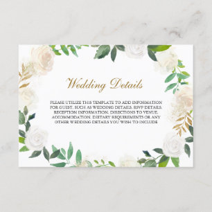 Blush Gold Waterverf krans ontvangst details Informatiekaartje