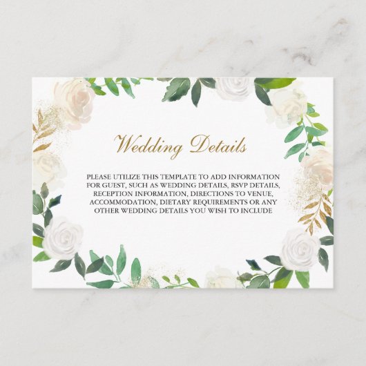 Blush Gold Waterverf krans ontvangst details Informatiekaartje (Voorkant)