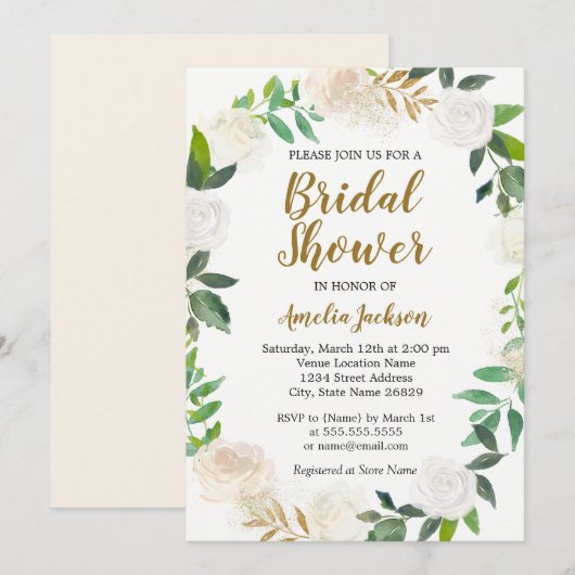 Blush Gold Waterverf Krans Vrijgezellenfeest Kaart (Voorkant / Achterkant)