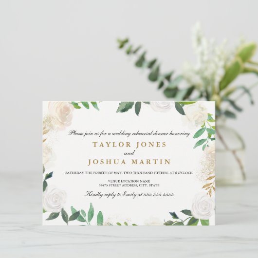 Blush Gold Waterverf repetitie diner uitnodigen Kaart (Staand voorkant)