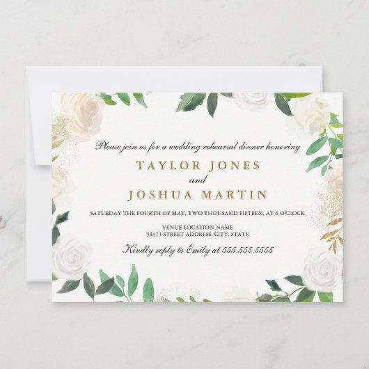 Blush Gold Waterverf repetitie diner uitnodigen Kaart (Voorkant)