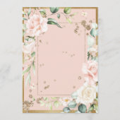 Blush Gold Waterverf Romantic Floral Wedding Kaart (Achterkant)