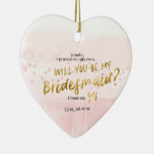 Blush & Gold Waterverf Wil je mijn bruidsmeisje zi Keramisch Ornament (Rechts)