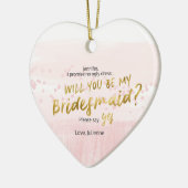 Blush & Gold Waterverf Wil je mijn bruidsmeisje zi Keramisch Ornament (Links)