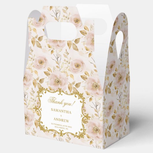 Blush Gold Wedding Favoriet Box met Elegant Bedankdoosjes (Geopend)