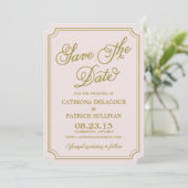 Blush & Gold Whimsical Save the Date Announding Kaart (Staand voorkant)