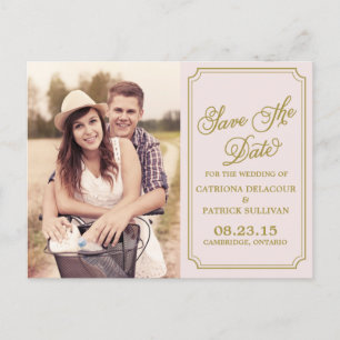 Blush & Gold Whimsical Save the Date Briefkaart