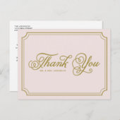 Blush & Gold Whimsical Script Hartelijk dank Brief Briefkaart (Voorkant / Achterkant)
