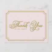 Blush & Gold Whimsical Script Hartelijk dank Brief Briefkaart (Voorkant)