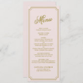 Blush & Gold Whimsical Script Menu Kaart (Voorkant / Achterkant)