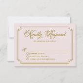 Blush & Gold Whimsical Script Weddenschap RSVP II (Voorkant)