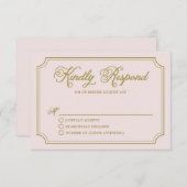 Blush & Gold Whimsical Script Weddenschap RSVP II (Voorkant / Achterkant)
