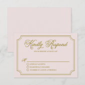 Blush & Gold Whimsical Script Weddenschap RSVP II Kaartje (Voorkant / Achterkant)