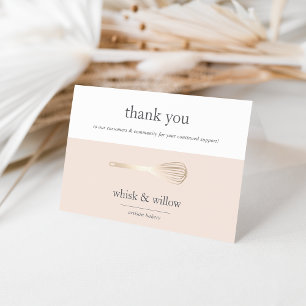Blush & Gold Whisk Bakkerij- of cateringbedrijve Bedankkaart