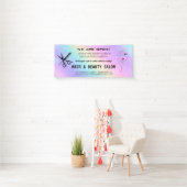 Blush & Gold Whisk Schaar Haarsalon Heropening Spandoek (Insitu)