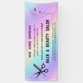 Blush & Gold Whisk Schaar Haarsalon Heropening Spandoek (Verticaal)