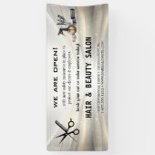 Blush & Gold Whisk Schaar Haarsalon Heropening Spandoek (Verticaal)