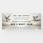 Blush & Gold Whisk Schaar Haarsalon Heropening Spandoek (Horizontaal)