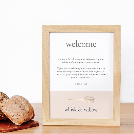 Blush & Gold Whisk | Welkom Bakery Covid Poster
