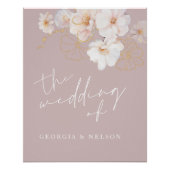 Blush Gold Wildflower Elegant Bruiloft Poster Sign (Voorkant)