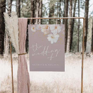 Blush Gold Wildflower Elegant Bruiloft Poster Sign