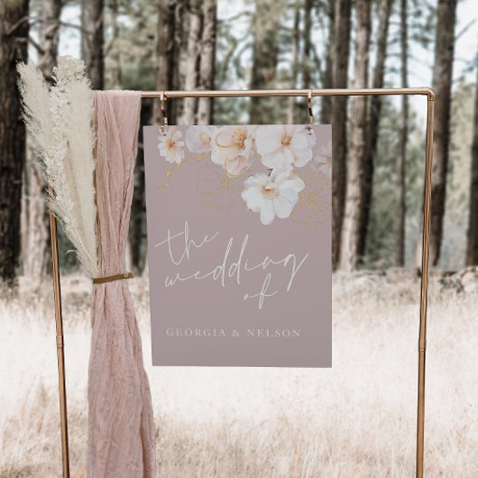 Blush Gold Wildflower Elegant Bruiloft Poster Sign
