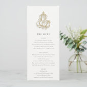 Blush Gold Wildflower Ganesh Indian Wedding Menu Kaart (Staand voorkant)