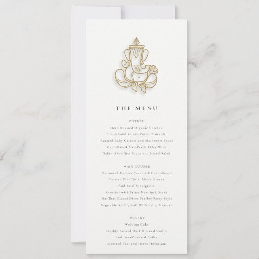 Blush Gold Wildflower Ganesh Indian Wedding Menu Kaart (Voorkant)