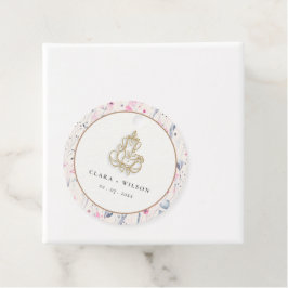 Blush Gold Wildflower Ganesh Indiase bruiloft Bedankjes Labels