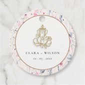 Blush Gold Wildflower Ganesh Indiase bruiloft Bedankjes Labels (Voorkant)