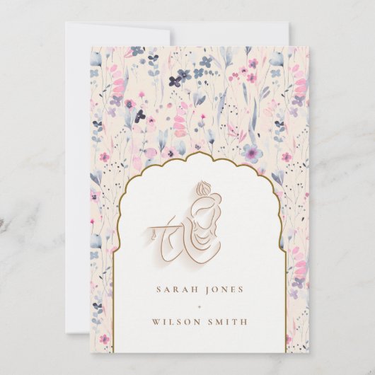 Blush Gold Wildflower Ganesh Indiase bruiloft Kaart (Achterkant)