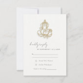 Blush Gold Wildflower Ganesh Indiase bruiloft RSVP Kaartje (Voorkant)