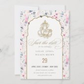 Blush Gold Wildflower Ganesh Indiase bruiloft Save The Date (Voorkant)