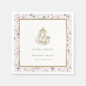 Blush Gold Wildflower Ganesh Indiase bruiloft Servet (Voorkant)