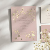Blush Gold Wildflower Huwelijksuitnodiging Kaart