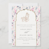 Blush Gold Wildflower Krishna Indiase bruiloft Kaart (Voorkant)