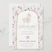Blush Gold Wildflower Krishna Indiase bruiloft Save The Date (Voorkant)