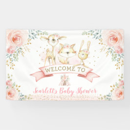 Blush Gold Woodland Animals Baby shower Welkom Spandoek