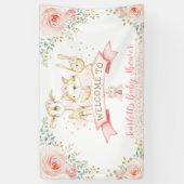 Blush Gold Woodland Animals Baby shower Welkom Spandoek (Verticaal)