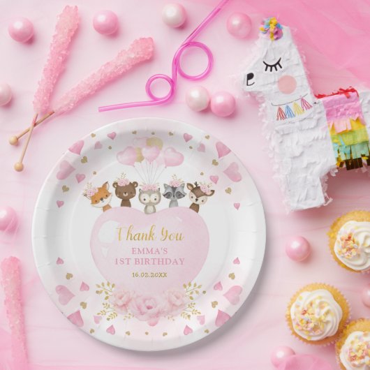 Blush Gold Woodland Liefje Valentijnse feestdag Papieren Bordje (Feest)