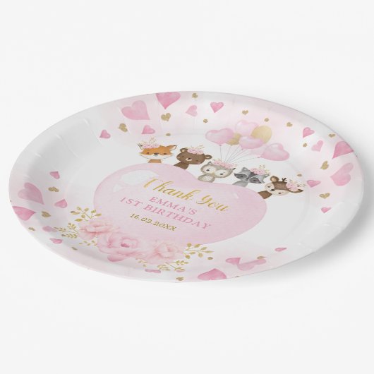 Blush Gold Woodland Liefje Valentijnse feestdag Papieren Bordje (Gekanteld)