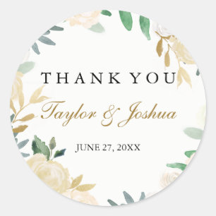 Blush Gold Wreath Dank u bruiloft Sticker