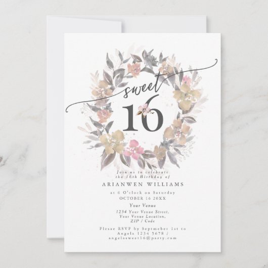 Blush Golden bouquet Herfst roos Sweet 16 Kaart (Voorkant)